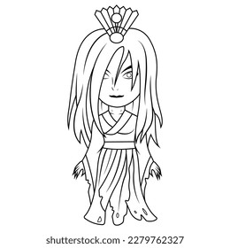 Izanami chibi mascot line art