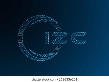 IZC low poly letter logo vector design. IZC lower poly logo design. Low poly logo.