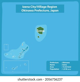 Izena City Village Region Okinawa Prefecture Map, Japan