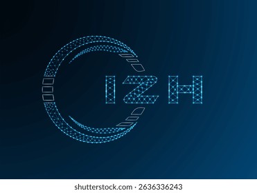 IZH low poly letter logo vector design. IZH lower poly logo design. Low poly logo.