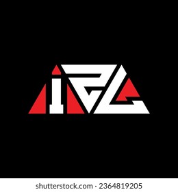 IZL triangle letter logo design with triangle shape. IZL triangle logo design monogram. IZL triangle vector logo template with red color. IZL triangular logo Simple, Elegant, and Luxurious design.
