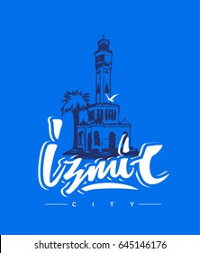 izmir city vector hand lettering composition. Handmade lettering of istanbul.