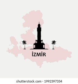 Izmir map symbols - Turkey typography text banner outline silhouette vector illustration
