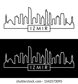 Izmir skyline. Linear style. Editable vector file.
