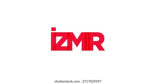Esmirna en el emblema de Turquía. El diseño presenta un estilo geométrico, Ilustración vectorial con tipografía atrevida en una fuente moderna. El eslogan gráfico.