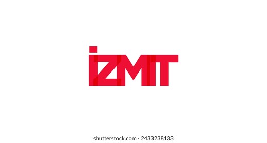 Izmit in the Turkey emblem for print and web. Design features geometric style, vector illustration with bold typography in modern font. Graphic slogan lettering isolated on white background.