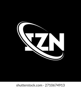 Logotipo de IZN. Carta IZN. Diseño del logotipo de la letra de IZN. Iniciales Logotipo de IZN enlazado con el círculo y el logotipo del monograma en mayúsculas. TIPOGRAFÍA IZN para tecnología, negocio y marca inmobiliaria.