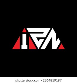 IZN triangle letter logo design with triangle shape. IZN triangle logo design monogram. IZN triangle vector logo template with red color. IZN triangular logo Simple, Elegant, and Luxurious design.