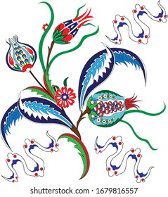 Iznik ottoman tile motifs. Iznik ornament