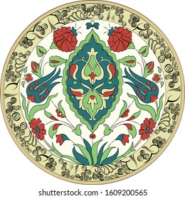 Iznik Pottery Decoration Vector Art