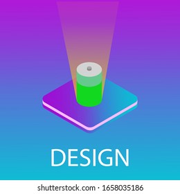 Izometric vector illustration  wit neon gadient of a battery
