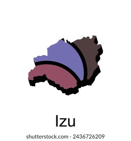 Izu City map illustration, Prefecture Map Japan designs concept, logos, logotype element for template.
