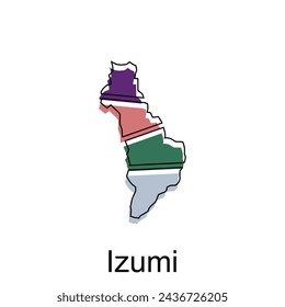 Ilustración de la ciudad del mapa del mundo del vector de Izumi. Aislado sobre fondo blanco, para los negocios