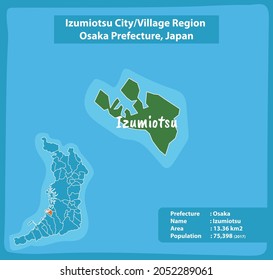 Izumiotsu City Village Region Osaka Prefecture Map, Japan