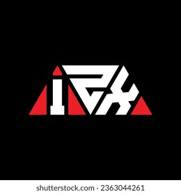 IZX triangle letter logo design with triangle shape. IZX triangle logo design monogram. IZX triangle vector logo template with red color. IZX triangular logo Simple, Elegant, and Luxurious design.