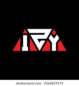 IZY triangle letter logo design with triangle shape. IZY triangle logo design monogram. IZY triangle vector logo template with red color. IZY triangular logo Simple, Elegant, and Luxurious design.