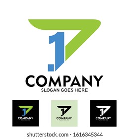 J + 1 logo design. letter J and number 1 logo. Arrow with number 1. logo - vector