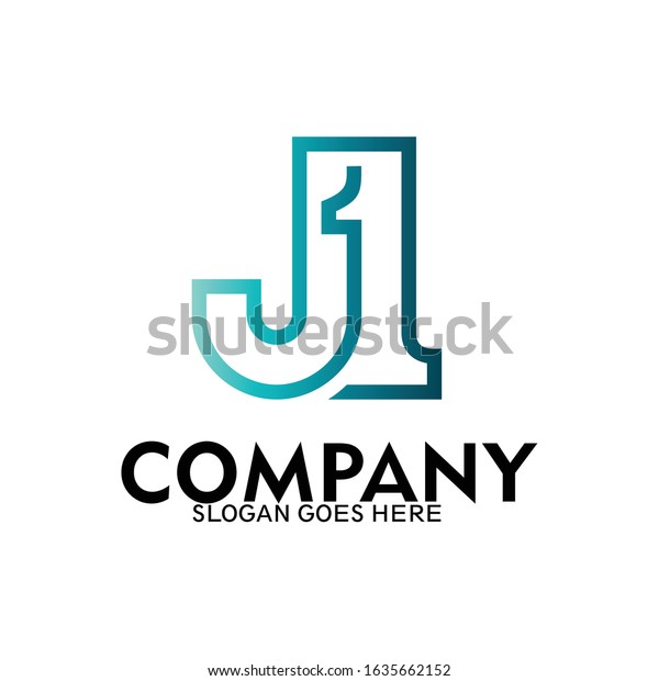 J 1 Logo Design Line Style Stock Vector Royalty Free