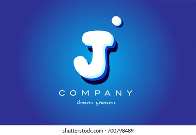 J 3d letters blue white logo vector creative company icon design template modern white
