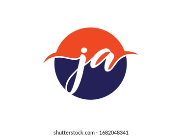 J A, JA Plantilla vectorial de diseño de logotipo de carta inicial, Símbolo gráfico de alfabeto para identidad empresarial
