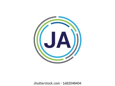 J A, JA Plantilla vectorial de diseño de logotipo de carta inicial, Símbolo gráfico de alfabeto para identidad empresarial