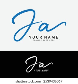 J, A, JA Logotipo inicial de la letra. Logo de Alphabet JA Handwritten Signature