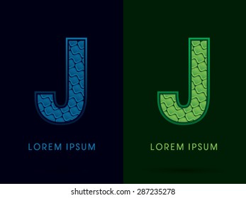 J, Abstract Font, Text, Typography, concept luxury natural blue and green, pattern, graphic vector