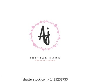 A J AJ Beauty vector initial logo, handwriting logo of initial signature, wedding, fashion, jewerly, boutique, floral and botanical with creative template for any company or business.