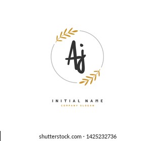 A J AJ Beauty vector initial logo, handwriting logo of initial signature, wedding, fashion, jewerly, boutique, floral and botanical with creative template for any company or business.