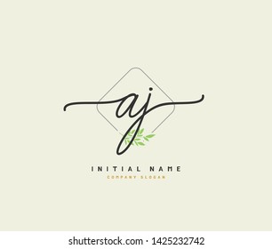 A J AJ Beauty vector initial logo, handwriting logo of initial signature, wedding, fashion, jewerly, boutique, floral and botanical with creative template for any company or business.