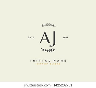 A J AJ Beauty vector initial logo, handwriting logo of initial signature, wedding, fashion, jewerly, boutique, floral and botanical with creative template for any company or business.