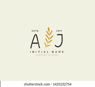 A J AJ Beauty vector initial logo, handwriting logo of initial signature, wedding, fashion, jewerly, boutique, floral and botanical with creative template for any company or business.