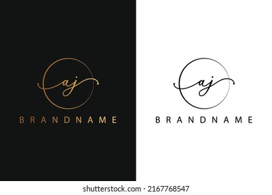 Un logo de J AJ dibujado a mano con la firma inicial, moda, joyería, fotografía, boutique, script, boda, floral y botánica creativa para el logo del vector para cualquier empresa o negocio.