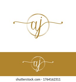 A J AJ Initial handwriting logo vector. Hand lettering for designs
