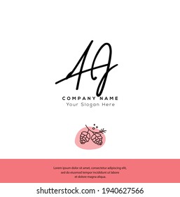 A J AJ Initial letter handwriting and signature logo. Beauty vector initial logo .Fashion, boutique, floral and botanical