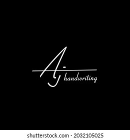 A j Aj initial letter handwriting and signature logo