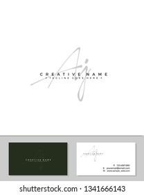 A J AJ initial logo signature template vector. Handwriting concept logo.