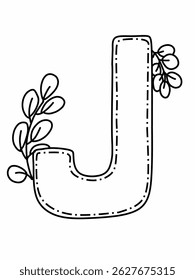 J alphabet with floral decorative elements