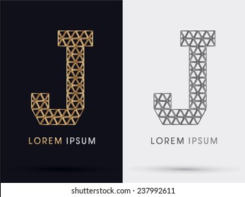 J alphabet font from Gold triangle, logo, symbol, icon, graphic, vector .