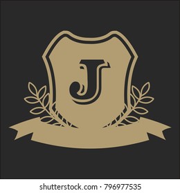 J Alphabet initials crest emblem logo