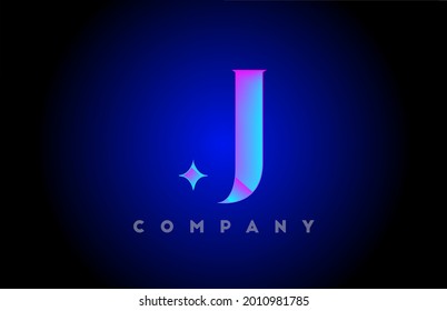 J alphabet letter icon logo template. Company and business design with glowing pink blue color 
