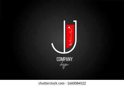 J alphabet  letter logo with floral vintage design icon in black white red for business and company. Suitable for trendy logotype