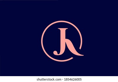 J alphabet letter logo icon in pink and blue colors. Elegant circle design for company and business