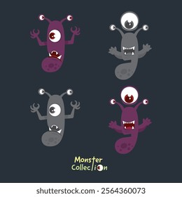 J and j, Alphabet Monster Collection with Fun and Spooky Cartoon Letters