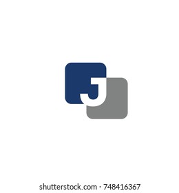 J alphabet and number  linked logo flat vector logo template