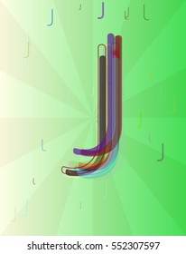 J Alphabet vector background above symbolic fantasy, emblematic vision around dream
