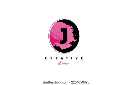 J alphabet vector logo design with pink water color brush . Creative vector logo design on white background