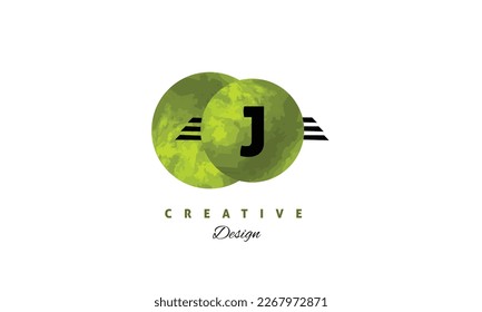 J alphabet vector logo design with green water color brush . Elegant vector logo design