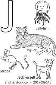 J animals names, Alphabet coloring for kids, Alphabet animals coloring page, ABC coloring, Preschool education