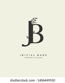 J B JB Beauty vector initial logo, handwriting logo of wedding, fashion, jewerly, heraldic, boutique, floral and botanical with creative template for any company or business.